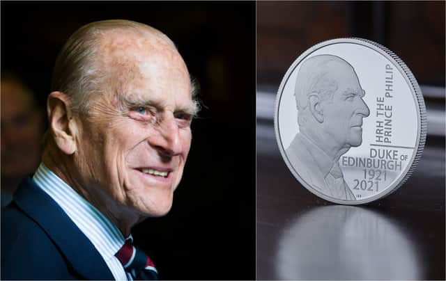 The coin bears the inscription “HRH The Prince Philip, Duke of Edinburgh 1921-2021” (Photo: Getty Images/HM Treasury)
