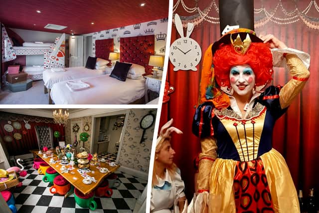 A mum-of-three has transformed two homes into Alice in Wonderland themed rentals
