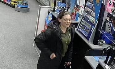 Sarah Henshaw, pictured her on CCTV, was last seen at her home address in Ilkeston, Derbyshire on June 20.