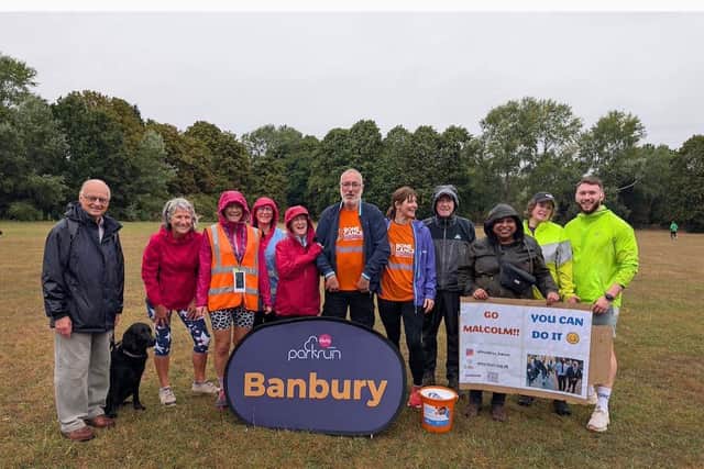 Malcolm with his support group and personal trainer, Izzie Pilkington at the Banbury parkrun, raising money for Freddie's Future. 