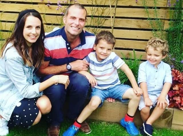 Nick with his wife, Gemma, and their two sons, Dexter and Felix, who are aged 5 and 2.