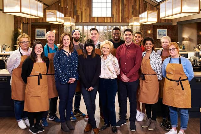 Sean Hughes from Kineton, the other nine contestants on the 'Best Home Cook' series pictured with the judges. 
(photo from BBC/ Keo Films/ Mark Johnson)