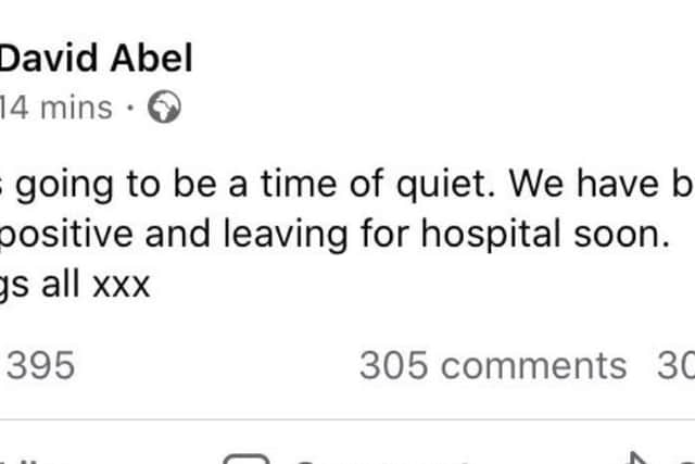 David Abel's tweet confirmed the couple have tests positive for the deadly virus