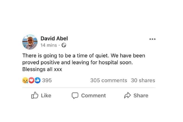 David Abel's tweet confirmed the couple have tests positive for the virus