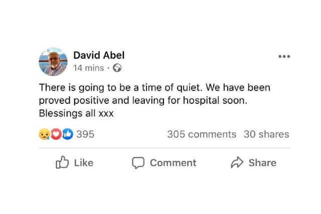 David Abel's tweet confirmed the couple have tests positive for the virus