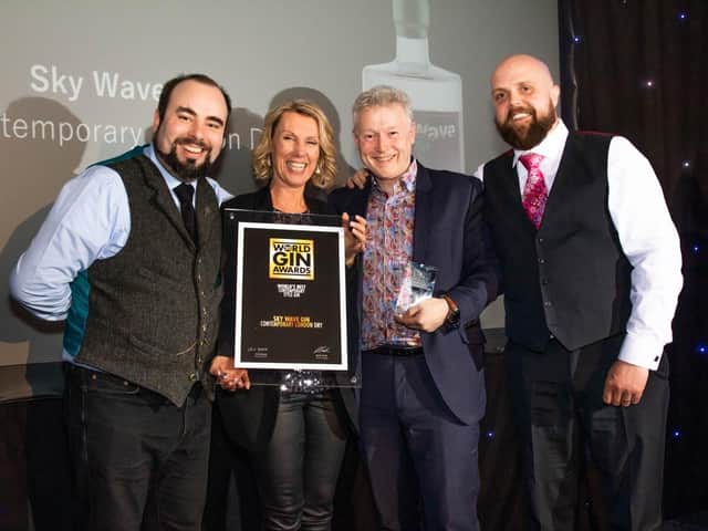 Andrew Parsons and Rachel Hicks (distillers and co founders, Sky Wave Gin) at the World Gin Awards 2020.