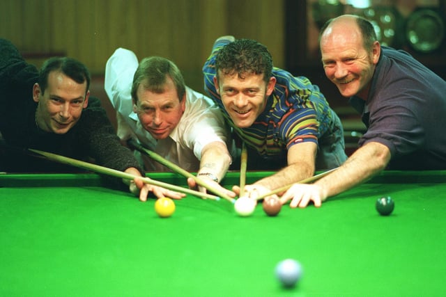 Harehills Working Men's Club B team in January 1999. Pictured, from left., are Paul Bell, Alan Harding, Steven Parlour and Paddy Fitzgerald.