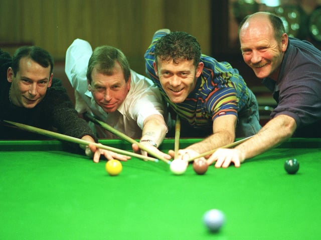 Harehills Working Men's Club B team in January 1999. Pictured, from left., are Paul Bell, Alan Harding, Steven Parlour and Paddy Fitzgerald.