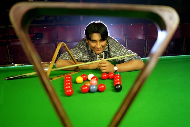 This is Kuldesh Johal  a member of Northern Snooker Centre on Kirkstall Road scored a break of 127. He is pictured in February 1997.