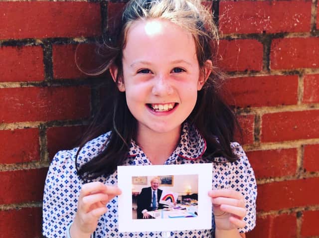 Scarlett, a pupil at St John's Priory School in Banbury, has received a 'thank you' card from Prime Minister Boris Johnson