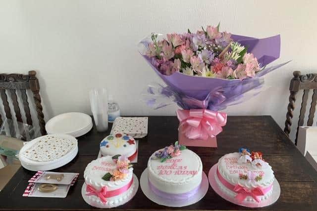The four cakes Dorcas Tobin and her twin sister Edith Dumbleton enjoyed with family on Sunday June 28