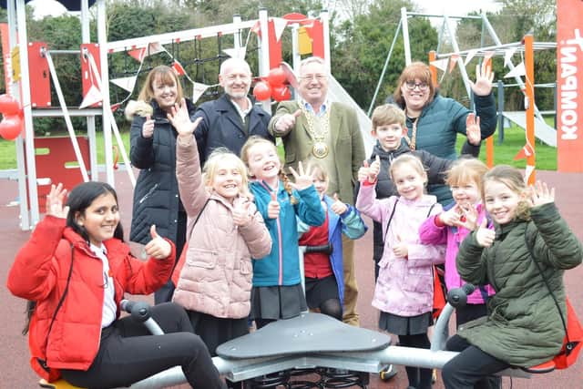 The opening of Howard Road play area on March 19. The area was closed a few days later because of Covid-19. (photo from Banbury Town Council)