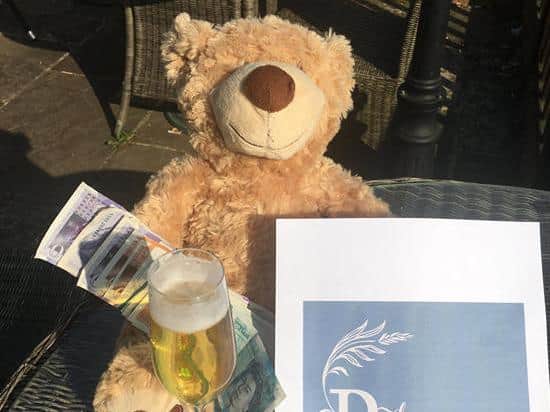 Chief fundraiser - Stan the Bear  named after the longest standing customer at The Pickled Ploughman pub who raised nearly 3,000 for Katharine House Hospice during lockdown