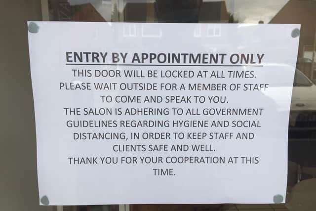 Notice posted out The Salon in Banbury
