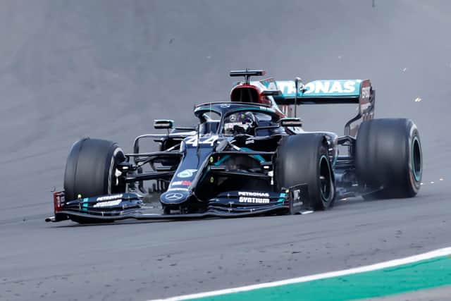 Hamilton's tyre let go on the final lap