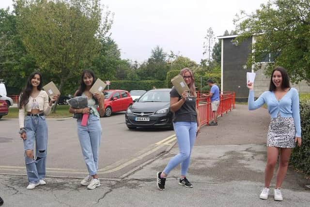Students from Kineton High School collect their exam results