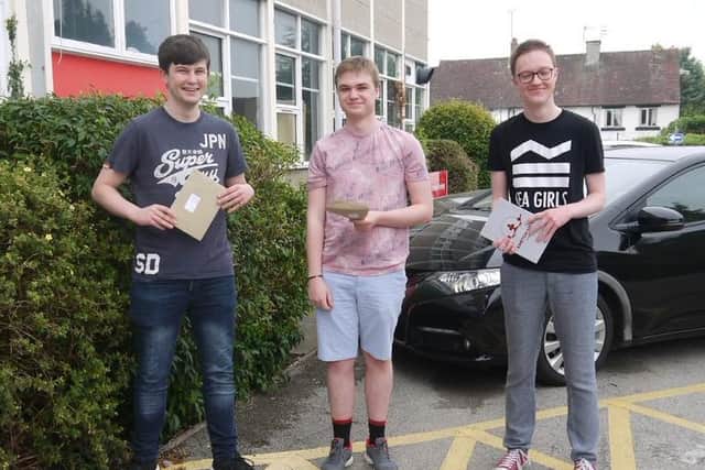 Kineton High School students after collecting their A-level results