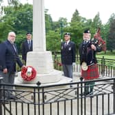 Veterans at the Peoples Park service include: Don Claridge formerly RAF, Cllr Kieron Mallon formally Irish Guards, Chris Smithson, formerly Royal Signals, Tony Smith formerly RAF and Steve Duffy formerly Scots Guards. (photo from Tudor Photography)