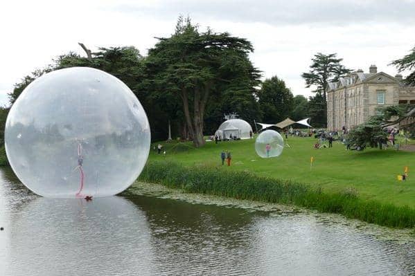 'Music of the Spheres – Story of Water' on the grounds of Compton Verney held on Sunday August 23 involving music, dance and huge orbs on water. (photo by Kineton resident David Beaumont)