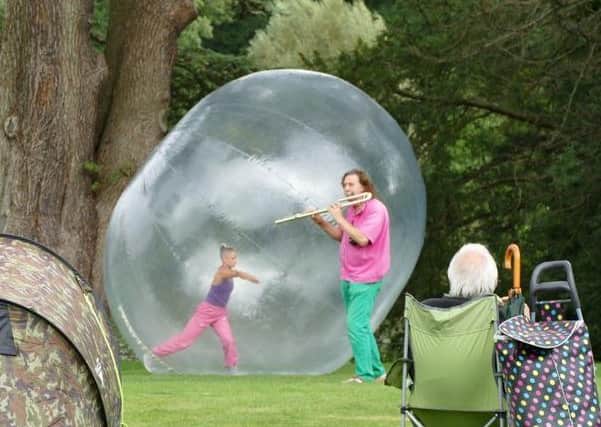 Music of the Spheres – Story of Water' on the grounds of Compton Verney held on Sunday August 23 involving music, dance and huge orbs on water. (photo by Kineton resident David Beaumont)