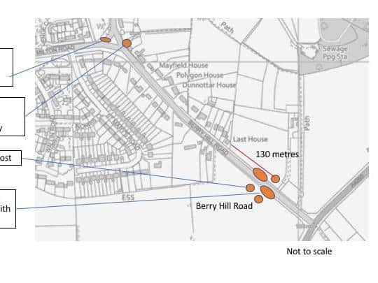 A diagram of the proposed chicane on Berry Hill Road, Adderbury
