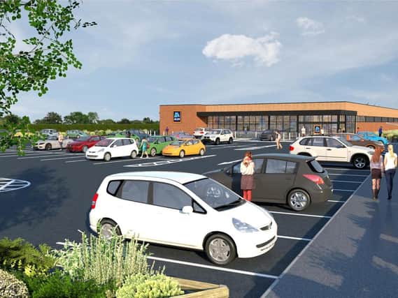 A computer generated image of what the new Aldi might look like in Southam.