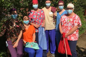 Nurses at Katharine House Hospice in donated scrubs