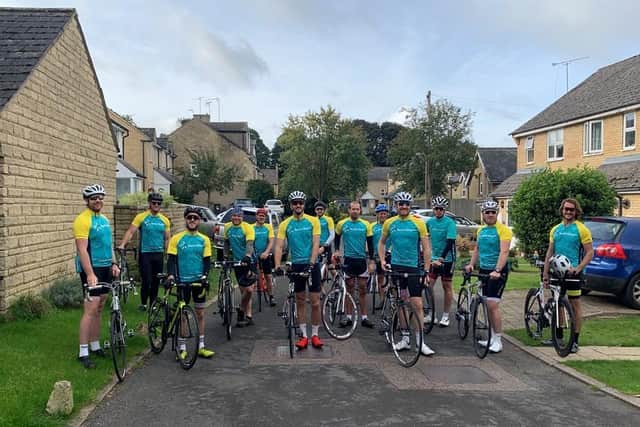 13 friends took part in a 55-mile Cotswold Cycle Challenge, which started and ended in Chipping Norton yesterday, Saturday September 12, to benefit the Bowel Cancer UK charity