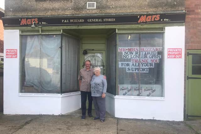 Peter and Joan Buzzard have closed their shop, known as Buzzards shop to retire