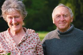 A 2007 photograph of Lord and Lady Saye and Sele who have restored and cared for Broughton Castle since 1968