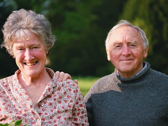 A 2007 photograph of Lord and Lady Saye and Sele who have restored and cared for Broughton Castle since 1968