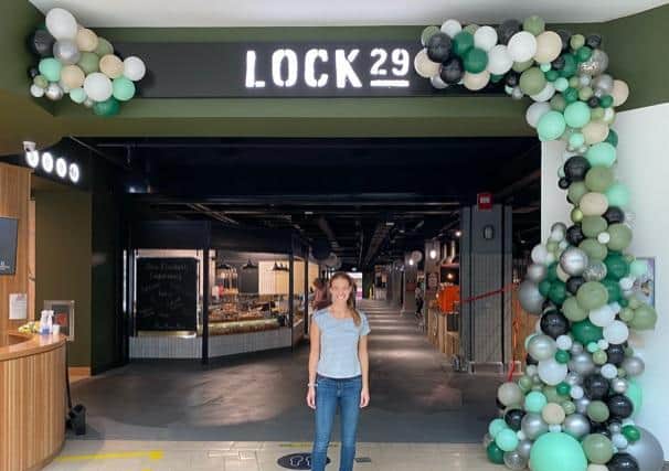 Kerry Binns, the owner of the Come to My Party business, made the giant balloon arch for the opening of Lock29 at the Castle Quay Shopping Centre.