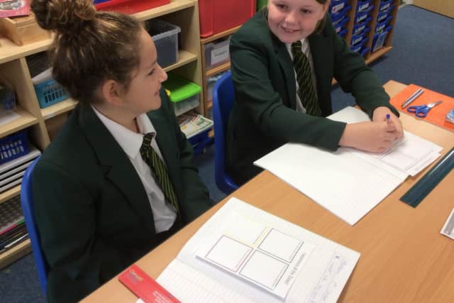 Pupils at Harriers and Dashwood are benefitting from a system of measures, designed to boost their happiness, which have been endorsed by the Duchess of Cambridge. Dashwood pupils: Vasia Rrokai and Isobel White both 10-years-old.(photo from Aspirations Academies Trust)