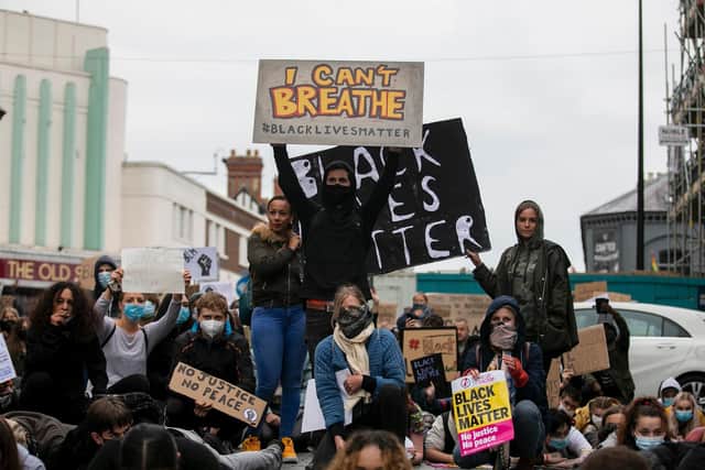 People protested in Northampton earlier this year as part of the Black Lives Matter movement over racism in the UK
