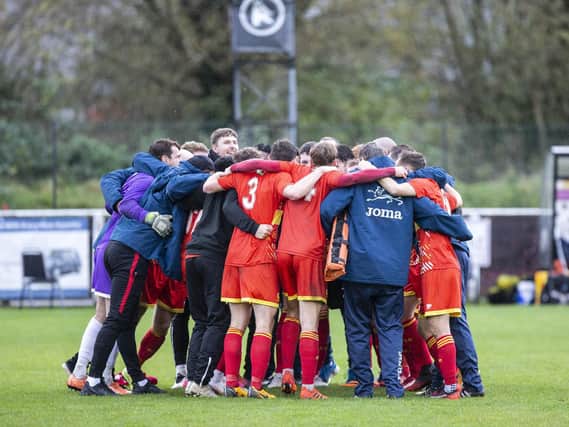 The Banbury United players are hoping to make history in the FA Cup this weekend. Picture by Kirsty Edmonds