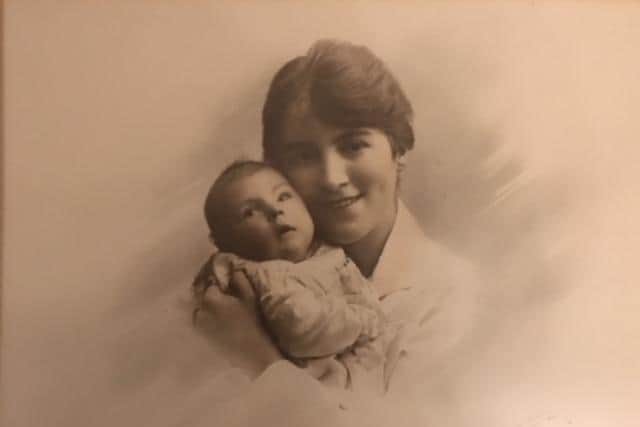 Baby Beatrice with her mother Maud. The picture was the only image her father saw  of his daughter before he was killed in the Atlantic during World War One