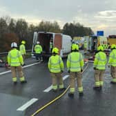 Three crews, including firefighters from Banbury responded to a serious two-vehicle collision on the M40 today, Monday November 9. (photo from the Oxfordshire Fire and Rescue Facebook page)