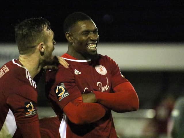 Lee Ndlovu scored the late equaliser as Brackley Town fought back from 2-0 down to earn a 2-2 draw at Gateshead