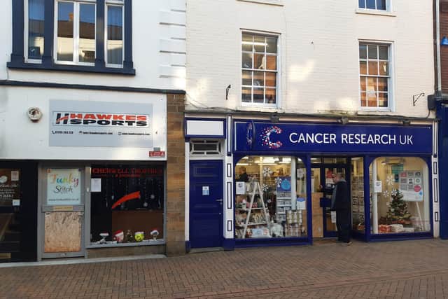 Hawkes Sports store and the Cancer Research UK charity shop were among several in the Banbury town centre to be targeted in a spate of burglaries