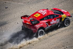 Spaniard Nani Roma, and French co-driver Alex Winocq in The Hunter pictured in yesterday's first day of the infamous Dakar Rally