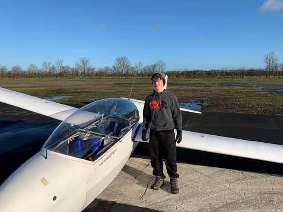 Oliver Ramsay, who is from Brackley and aged 15,flew alone in a Banbury gliding club glider towed into the sky by a tow plane on Sunday December 27.