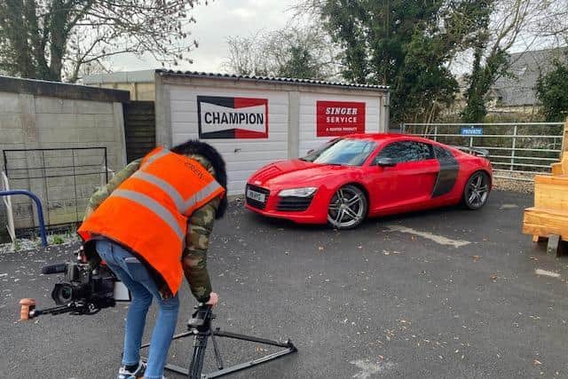 Film crews were spotted at Gilks Garage Cafe in Kineton with YouTube star Ben Rayne who bought his first supercar. Photo supplied