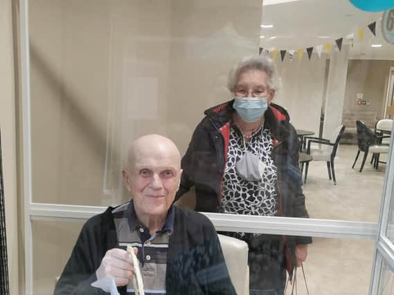 John and Mary Sheppard, celebrating an hour of their 65th wedding anniversary at Green Pastures Nursing Home