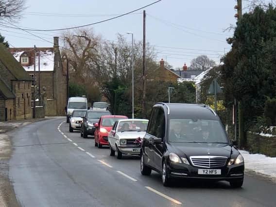 The funeral procession for Robert Henn, followed by scores of classic cars. Pictures by Daniel Boys and Simon Betts OBE