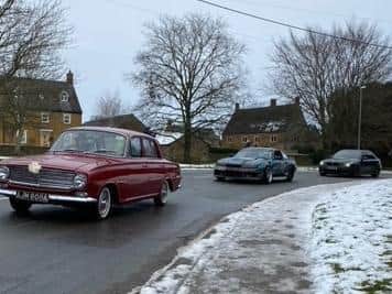 Some of the many cars which followed Robert Henn's funeral courtege through Middleton Cheney. Picture by Daniel Boys and Simon Betts OBE