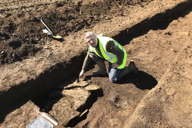 Historian Keith Westcott during the trial dig at the site of the huge Roman villa on the Broughton Castle estate in 2018