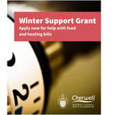 Residents in Cherwell district who need help to buy food and heat their homes this winter can now apply for the Winter Support Grant Scheme. (Image from Cherwell District Council)