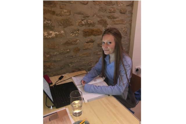 A Bloxham School student at her desk ready for virtual learning (photo from Bloxham School)