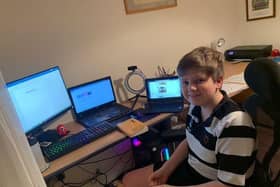 Bloxham School student Alfie set up at his desk for 'home learning' (photo from Bloxham School)