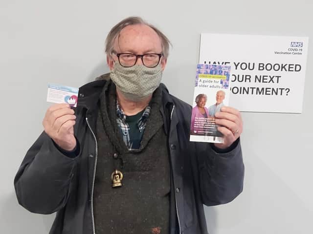 Dan Robinson, 75, one of the first people to get his first dose of the Oxford AstraZeneca Covid-19 vaccine at the region's mass vaccination centre at Kassam Stadium in Oxford (photo from Oxford Health NHS Foundation Trust)
